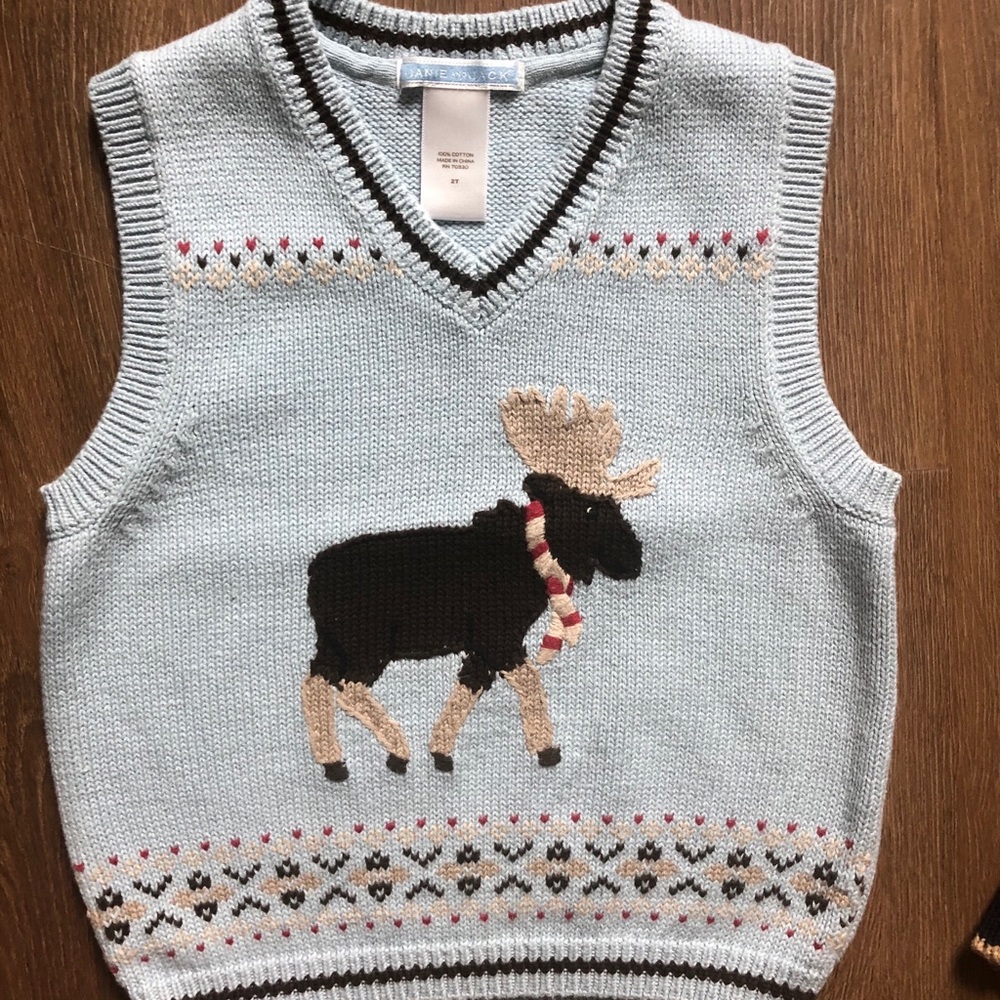 Janie and Jack moose sweater vest EEUC